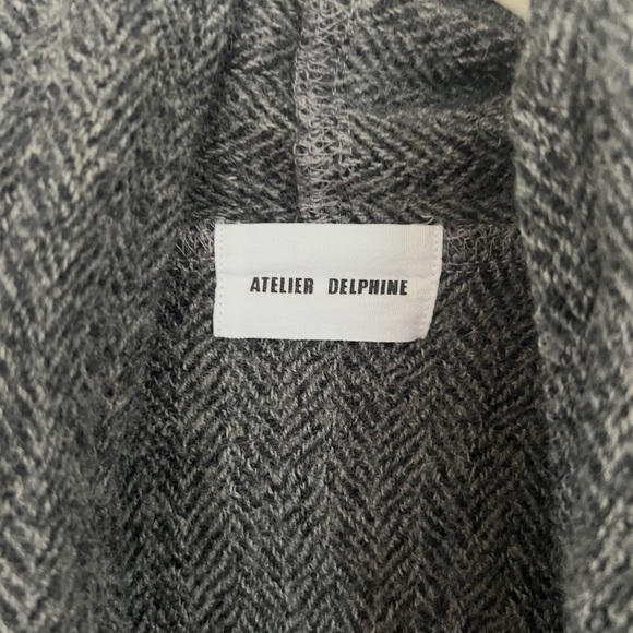 Atelier Delphine 100% Wool Herringbone Long Coat XS • Haori • Shaw - Picture 2 of 4
